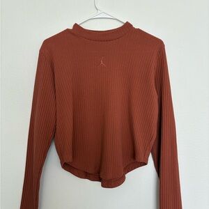 Jordan Women's Brick Red Curved Hem Long Sleeve Top Size XL